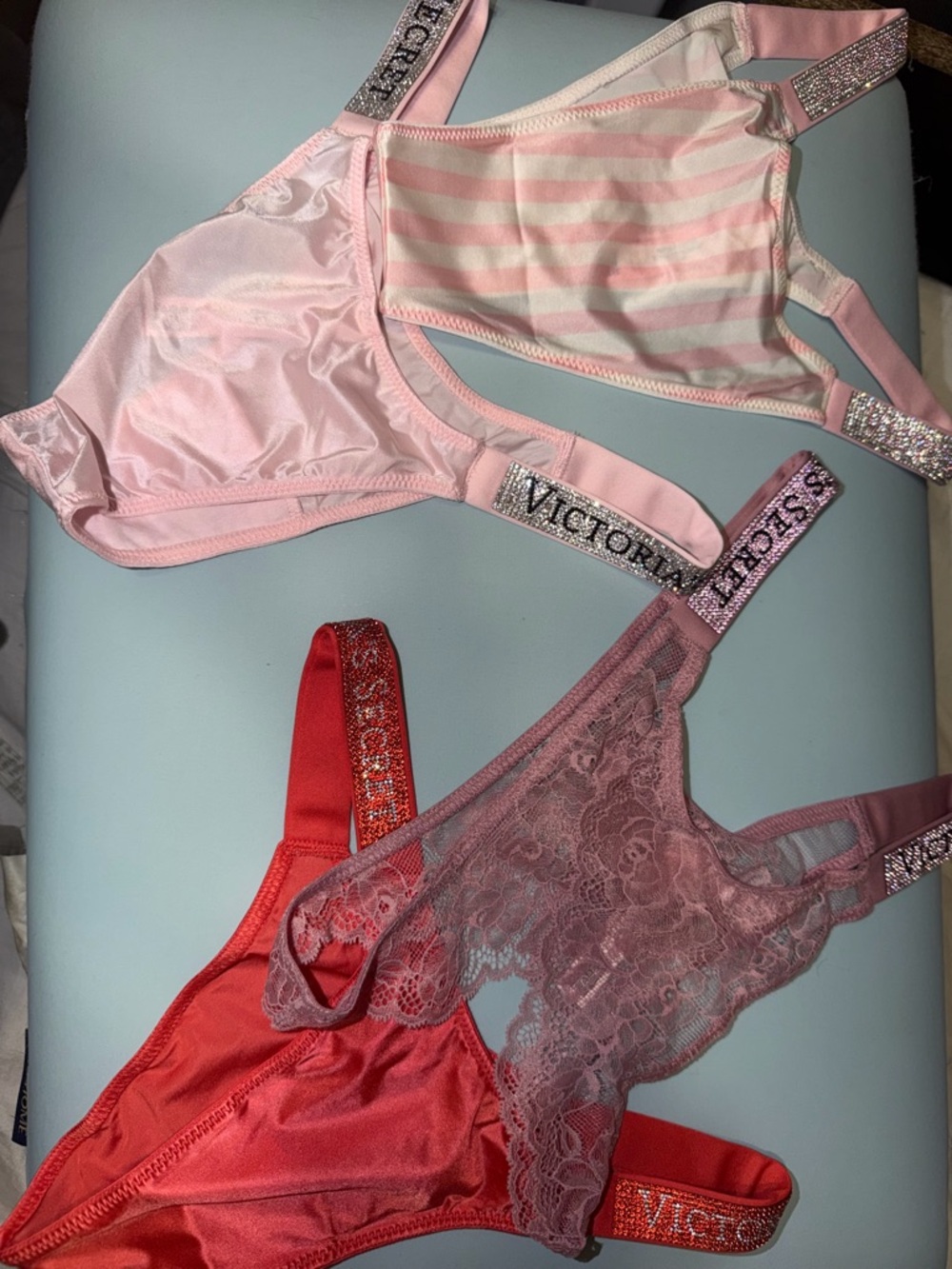 Victoria's Secret Pink, Dusty Rose & Red Bralette Set
